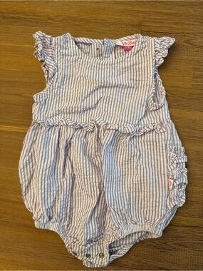 Ruffle Butts lavender Striped Baby Bubble Romper 12-18mo